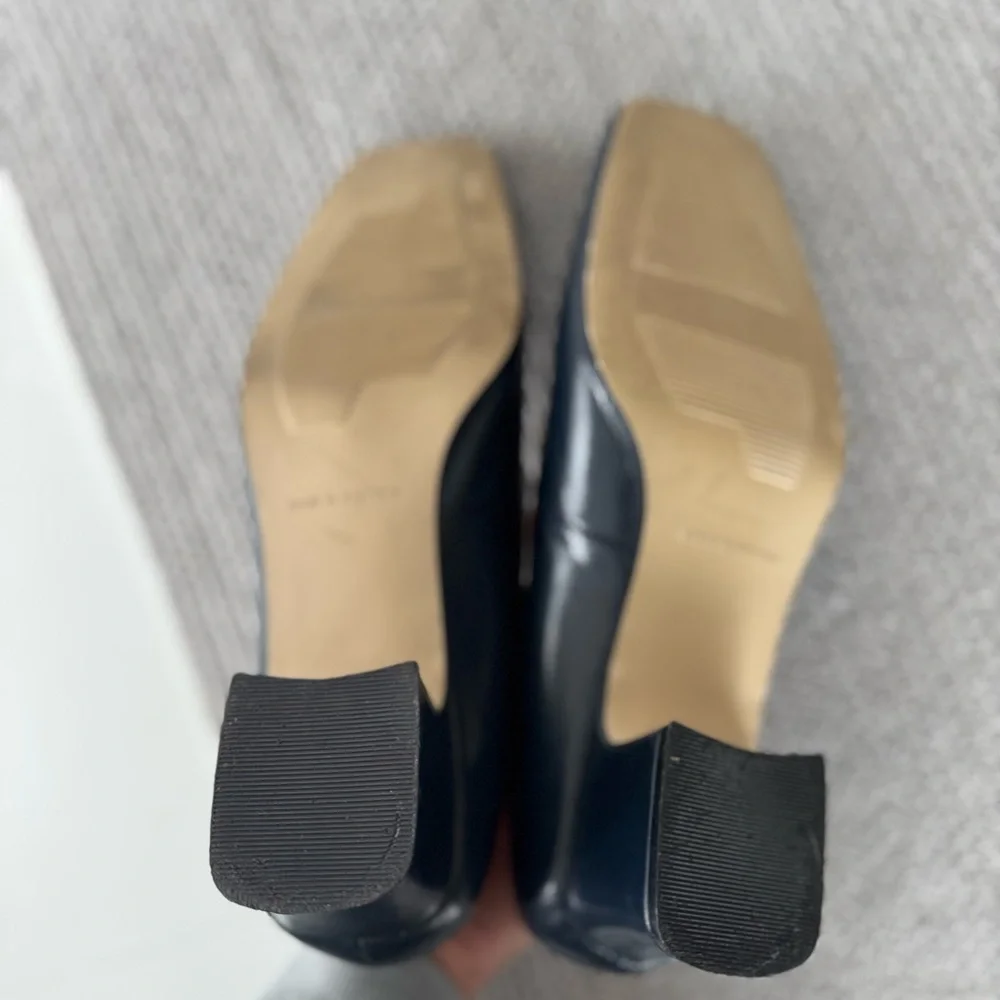 Vintage navy leather square-toe heels - Picture 11 of 12